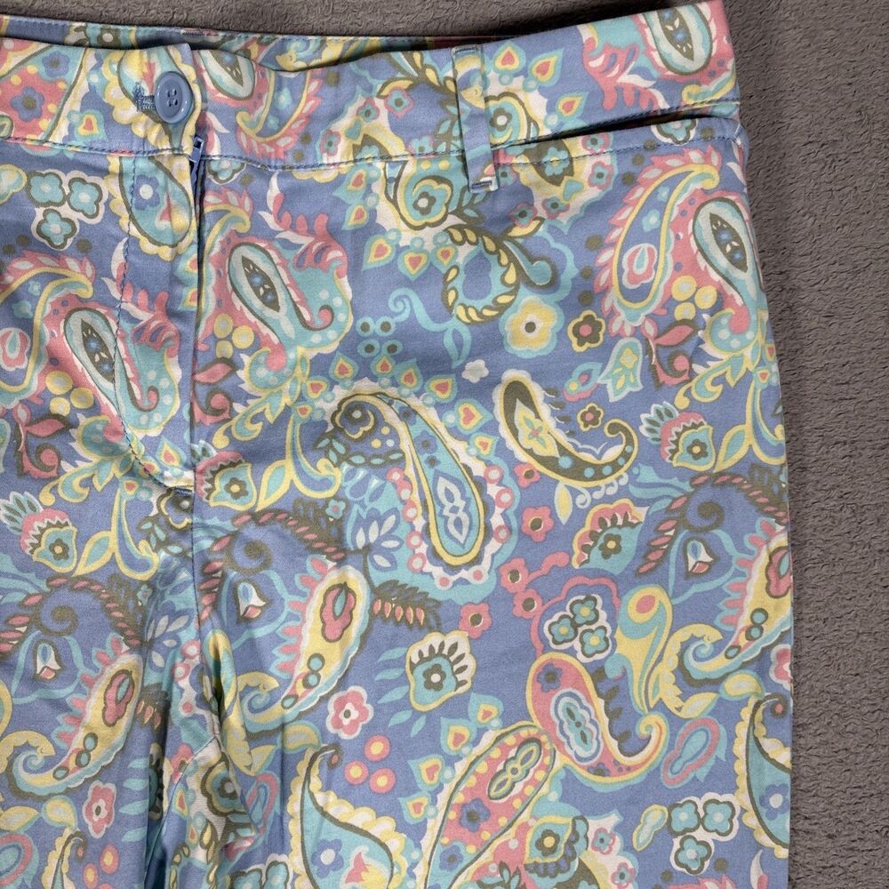 Talbots Perfect Crop Pants Womens Size 8 Paisley Powder Blue Blush Pink Bohemian - Picture 4 of 14